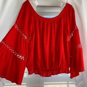 Essue Off The Shoulder Swiss Dot Top LIKE NEW!!